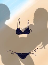 aida_rikako beach beach_sex bikini hard_sex hardcore leg_up love_live! love_live!_sunshine!! naked seiyuu shadow standing_sex swimwear