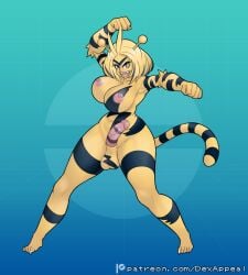 animal_genitalia areola balls big_breasts breasts dex_appeal electabuzz erection eyebrows fur futanari generation_1_pokemon genitals gynomorph hair hi_res humanoid intersex mammal markings multicolored_body multicolored_fur nintendo nipples nude open_mouth penis pokemon pokemon_(species) pokemorph sheath simple_background solo striped_body striped_fur striped_markings stripes tail tail_markings two_tone_body two_tone_fur unibrow vein veiny_penis yellow_body yellow_fur