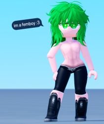 1femboy andromeda_shun big_thighs bronze_saints femboy gay green_eyes green_hair muscles roblox roblox_avatar saint_seiya semi_nude sexy_pose shounen_jump sky text toei_animation white_skin