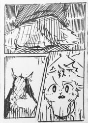 absurd_res anthro black_and_white black_clothing black_topwear bodily_fluids bovid canid canine canis caprine chinese_text clothing comic duo female fur genitals hi_res jin_xu lokaner male mammal monochrome open_mouth pen_(artwork) penis pussy sheep sweat tail tail_motion tailwag text topwear traditional_media_(artwork) twintails wang_fang white_body white_clothing white_fur white_topwear wolf wolf_tail