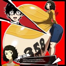 1boy 1girls akira_kurusu big_ass big_belly big_breasts big_nipples breasts brown_eyes brown_hair female full_body fungus-man gigantic_belly gigantic_breasts gigantic_nipples hands_behind_back huge_ass huge_belly huge_breasts huge_nipples hyper hyper_belly hyper_breasts hyper_fertility hyper_nipples hyper_pregnancy jean_skirt joker_(persona) large_ass large_belly large_breasts large_nipples light-skinned_female light_skin mature_female navel nipples persona persona_5 popped_navel pregnancy_mark pregnancy_tally pregnant pregnant_female ren_amamiya sadayo_kawakami sweater tagme teacher teacher_and_student text text_bubble
