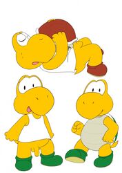 1boy aroused balls clothing cum digital_media_(artwork) erection flaccid foreskin full_body half-erect koopa koopa_troopa lying male male_only mario_(series) nintendo nude on_back open_mouth orgasm penetration penis reptile scalie shell shirt simple_background smile smlieichii_(artist) solo standing testicles turtle uncircumcised uncut video_games white_background