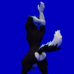 1boy 2025 ass ass_focus black_body black_fur black_hair blue_body blue_eyes blue_hair camseven cock furry furry_only gay heart-shaped_butt husky loki_the_husky male male_only penis simple_background stretching tagme white_body white_fur wolf_(petruz)