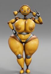1girls 3d 3d_model ai ai_generated ass big_ass big_breasts big_butt breasts female female_only piper_pinwheeler robot robot_girl robot_joints robots_(film) simple_background solo solo_female tagme thick_ass thick_legs thick_thighs vulkyasha_(style) yellow_body