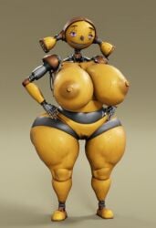 1girls 3d 3d_model ai ai_generated ass big_ass big_breasts big_butt breasts female female_only piper_pinwheeler robot robot_girl robot_joints robots_(film) simple_background solo solo_female tagme thick_ass thick_legs thick_thighs vulkyasha_(style) yellow_body
