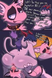 absurd_res ambiguous_gender anal anthro anus ass band-aid bandage bell bell_collar big_butt birthmark blush boss_monster_(undertale) bovid butt_sniffing caprine collar dialogue duo ear_piercing face_on_butt facesitting freckles fur generation_1_pokemon goat heart_symbol hi_res horn industrial_piercing instant_loss_2koma legendary_pokemon long_tail looking_back looking_pleasured male male/male mammal markings mei_the_mew mew_(pokemon) musk nintendo oral persegan_(character) piercing pink_body pink_fur pokemon pokemon_(species) rimming sex shaking shark64bitz sitting_on_another smug sniffing tail text trembling