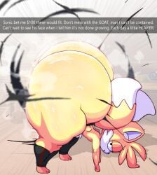 2_tails all_fours anthro ass ass_up big_butt black_eyes black_nose blonde_hair bottomwear canid canine cheek_tuft clothing countershading dipstick_tail facial_tuft fox fur genitals hair head_tuft huge_butt hyper hyper_butt long_tail male mammal markings multi_tail open_mouth pants penis sega senordraws small_penis snapchat solo sonic_(series) sonic_the_hedgehog_(series) tail tail_markings tails tails_the_fox talking_to_viewer tight_clothing torn_bottomwear torn_clothing torn_pants tuft wardrobe_malfunction white_body white_countershading white_fur white_inner_ear white_tail yellow_body yellow_ears yellow_fur yellow_tail