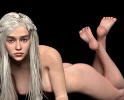 3d barefoot blender daenerys_targaryen emilia_clarke feet female female_only game_of_thrones house_targaryen juicesfm nude petite seductive_eyes seductive_look soles solo