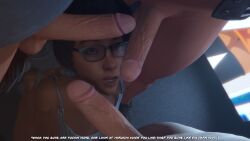 1girls 3boys 3d 3d_model 3d_render alternate_hairstyle alternate_version_available balls ballsack black_hair brown_eyes clementine_(the_walking_dead) cock dark-skinned_female english english_dialogue english_text female functionally_nude_male glasses imminent_gangbang imminent_oral imminent_sex interracial irispoplar large_penis light-skinned_male looking_at_penis looking_up male multiple_boys multiple_penises open_mouth partially_clothed penis penis_awe short_hair source_filmmaker teenage_girl teenager teeth text the_walking_dead the_walking_dead_game