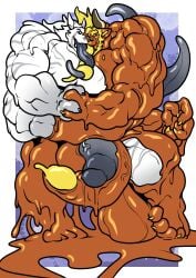 anthro balls beard belly big_balls big_penis claws cock cum dick elbow_tuft furry fusion gay goo_creature hair happy_trail head_tuft homosexual hyper hyper_balls hyper_penis kissing male male/male male_only male_penetrating mane merging muscles muscular muscular_male orange_body penetration penis pubes pubic_hair semen sequence sex slime stripes tail tentacle testicles tongue tongue_kiss tongue_out trencalos vein veiny_penis white_body