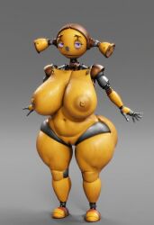 1girls 3d 3d_model ai ai_generated ass big_ass big_breasts big_butt breasts female female_only piper_pinwheeler robot robot_girl robot_joints robots_(film) simple_background solo solo_female tagme thick_ass thick_legs thick_thighs vulkyasha_(style) yellow_body
