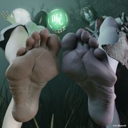 2girls 3d asian asian_female barefoot dead_by_daylight feet female foot_fetish rin_yamaoka sadako_yamamura saltoxicdue3d soles the_ring