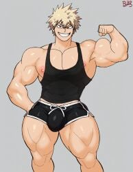 ai_generated bakugou_katsuki big_bulge big_nipples big_pecs boku_no_hero_academia bulge edit edited edited_art flexing human_only katsuki_bakugou large_pectorals light-skinned_male light_skin looking_at_viewer male male_only muscular muscular_male my_hero_academia nipples posing smile sole_male solo solo_focus tank_top thick_thighs