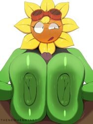 1girls anthro anthrofied ass big_breasts breasts breasts female flora_fauna paizuri penis plant plant_girl plant_humanoid plantie plants_vs._zombies plants_vs_zombies popcap_games pussy solar_flare_(pvz) sunflower_(pvz) sweat sweatdrop sweating the_new_henryart thenewhenryart titjob