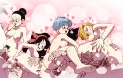 4boys 4girls android_18 anus areolae ass black_eyes black_hair blonde_hair blue_eyes blue_hair blush bracelet breasts bulma bulma_briefs chichi completely_nude completely_nude_female completely_nude_male cunnilingus dragon_ball dragon_ball_z earrings feet female good_launch group_sex hair_bun hair_ribbon happy happy_sex heart highres hoop_earrings krillin kuririn large_breasts launch licking long_hair looking_back lunch_(dragon_ball) male multiple_girls muscular_male navel nipples nude onomatopoeia open_mouth oral orgy penis pubic_hair pussy pussy_juice ribbon sex short_hair sideboob simple_background smile soles son_goku spread_pussy straight sweat swingers tenshinhan therappy tien_shinhan toes tongue trembling vaginal_penetration vegeta