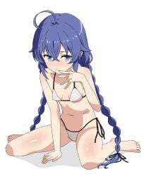 1girls ahoge ankake_pasta ankles arm_support bare_arms bare_belly bare_calves bare_chest bare_hands bare_hips bare_knees bare_legs bare_midriff bare_navel bare_shoulders bare_skin bare_thighs bare_toes barefoot belly belly_button bikini bikini_bottom bikini_only bikini_top blue_eyebrows blue_eyes blue_eyes_female blue_hair blue_hair_female braid braided_hair braided_twintails braids breasts calves collarbone digital digital_art digital_drawing digital_drawing_(artwork) digital_media digital_media_(artwork) elbows exposed_arms exposed_belly exposed_chest exposed_hips exposed_legs exposed_midriff exposed_navel exposed_shoulders exposed_skin exposed_thighs exposed_toes feet female female_focus female_only fingers full_body groin hair_between_eyes halterneck high_resolution highres inguinal_crease inguinal_ligament knees lean_figure leaning leaning_forward legs legs_folded long_hair looking_at_viewer m_legs midriff mushoku_tensei narrow_waist navel petite petite_body petite_breasts petite_female petite_girl petite_tits roxy_migurdia seiza shoulders side-tie_bikini simple_background sitting sitting_on_floor sitting_on_knees slender_body slender_waist slim_waist small_breasts solo string_bikini swimsuit swimwear thighs toes twin_braids very_long_hair very_long_hair_female wariza white_background white_bikini white_bikini_bottom white_bikini_top white_string_bikini white_swimsuit white_swimwear