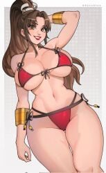 1girls arms_behind_head asian asian_female bare_shoulders bare_thighs bbw belly belly_button big_breasts bikini bikini_bottom bikini_top bracelet bracelets brown_eyes brown_hair busty capcom_vs_snk child_bearing_hips cleavage curvaceous curvaceous_female curvaceous_figure curves curvy curvy_body curvy_female curvy_figure curvy_hips fatal_fury fatal_fury:_city_of_the_wolves female female_focus female_only hair_ribbon hi_res high_resolution highres hips hourglass_figure inner_sideboob japanese japanese_female jewelry king_of_fighters knees_together kof kunoichi large_breasts light-skinned_female light_skin lips lipstick long_hair mai_shiranui makeup micro_bikini pale-skinned_female pale_skin pinup ponytail pose posing red_bikini red_bikini_bottom red_bikini_top red_lips red_lipstick red_swimsuit revealing_clothes ribbon sideboob skimpy skimpy_bikini smile smiling snk solo solo_female solo_focus standing street_fighter street_fighter_6 swimsuit teeth teeth_showing the_king_of_fighters thick_thighs thighs thunder_thighs tied_hair underboob venus_body very_high_resolution very_long_hair voluptuous voluptuous_female whysoblau wide_hips