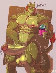 1boy abs anthro anthro_only artist_name balls ballsack big_balls big_pecs big_penis big_thighs breath cheek_tuft cum cum_drip cum_on_food cupcake digital_media_(artwork) dragon dripping electronic_arts erection fangs food gay genitals green_body green_skin hair half-closed_eyes handjob hi_res horns huge_cock humanoid inayurinko long_tail looking_at_viewer male male_only masturbation muscular muscular_male navel nipples nude nude_male pecs penis penis_grab plantie plants_vs_zombies plants_vs_zombies_2:_it's_about_time question_mark scales scar scar_across_eye sharp_teeth snapdragon_(pvz) solo solo_focus solo_male spikes_(anatomy) tail teeth testicles thick_penis thick_thighs thighs tuft vein veiny_penis video_games