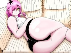 1girls ass back_view breasts chuso female female_only human human_only indoors latam_virtual_youtuber long_hair looking_at_viewer neneefthy no_sex pink_hair solo_female tagme thighs virtual_youtuber vtuber vtuberfanart yellow_eyes