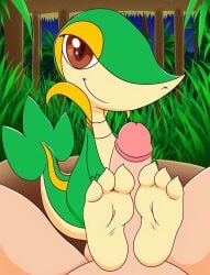 ai_generated feet foot_fetish foot_play footjob happy pawjob paws pokemon pokemon_(species) pov snivy trainer uncensored