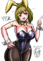 bashame_meme breasts bunnysuit my_deer_friend_nokotan shikanoko_nokonoko_koshitantan sirakuroyamiri tagme