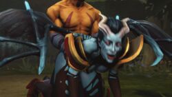 1boy 1boy1girl 1girls akasha animated anti-mage black_hair body_markings doggy_style dota_2 facial_markings fucked_from_behind head_out_of_frame horns interspecies male outdoors pleasure_face queen_of_pain red_eyes sex tagme thrusting veiny_muscles wings