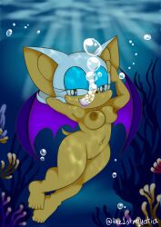 1girls air_bubbles anthro aquaphilia barefoot bat big_breasts breasts bubbles feet female fetish freediving furry looking_at_viewer navel nipples nude ocean pussy rouge_the_bat sea sega skinny_dipping solo sonic_(series) sonic_the_hedgehog_(series) swimming the1stmoyatia underwater water