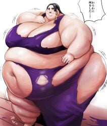 1girls bbw black_hair boa_hancock dark_hair earrings fat_fetish fat_girl female female_only large_belly large_breasts nikutsuki obese obese_female old_artwork one_piece overweight_female purple_clothing torn_clothes