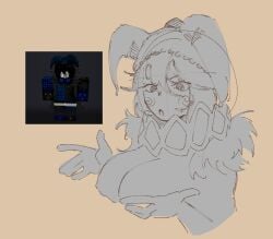 1girls breasts female_focus ghostbacon hat reference_image roblox roblox_avatar robloxian sketch tagme