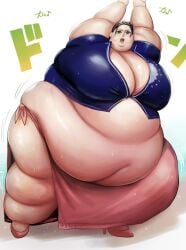 bbw dark_hair fat_fetish large_belly large_breasts light-skinned_female morbidly_obese_female nico_robin nikutsuki one_piece