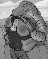 1boy 1girls alligator chubby_anthro chubby_female doctordj hugging voluptuous voluptuous_female wholesome