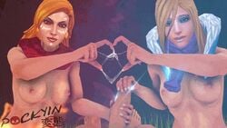 3d animated crystal_maiden dota_2 double_handjob filmmaker glansjob handjob lina pockyinsfm rylai_the_crystal_maiden sisters source tagme