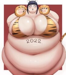 1girls 2022_tattoo fat fat_fetish hyuuga_hinata large_belly large_breasts light-skinned_female naruto nikutsuki obese scantily_clad ssbbw weird_eyes