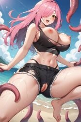 1girls ai_generated areola areolae beach big_breasts blush breasts day exhibitionism exposed_breasts exposed_pussy latam_virtual_youtuber long_hair neneefthy nipples open_legs outdoors partially_clothed pink_hair public public_nudity pussy tagme tentacle tentacle_grab thighs torn_clothes tupadrev4 virtual_youtuber vtuber yellow_eyes