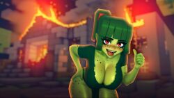 big_breasts creeper_(minecraft) creeper_girl lovelycraft minecraft monster_girl solo_female tagme