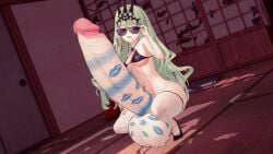 3d big_penis futanari green_hair honkai_(series) honkai_impact_3rd huge_cock koikatsu lipstick_mark mobius_(honkai_impact) squatting vostrumdeus