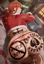 1girls ass ass_focus big_ass bnwokichi breasts breasts breasts chainsaw_man christmas edit edited edited_image female female makima_(chainsaw_man) merry_christmas red_hair shexyo yellow_eyes