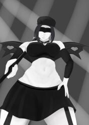 1girls balanced_craft_wars bare_shoulders bell_collar belly_button big_breasts black_blindfold black_cap black_collar black_crop_top black_hair black_thighhighs blindfold boob_window breasts breasts cap collar craftwars_knockoff crop_top demon_girl demon_horns demon_wings digital_drawing_(artwork) digital_media_(artwork) dominant_female female female_focus female_only garter_straps hair hat hip horns hourglass_figure light-skinned_female light_skin looking_at_viewer looking_down low-angle_view mature_female midriff pov roblox roblox_avatar skirt smile smiling smiling_at_viewer solo solo_female solo_focus succubus supercoolusername_(roblox) thigh_strap thighhighs thighs waist white_body wings worm's-eye_view