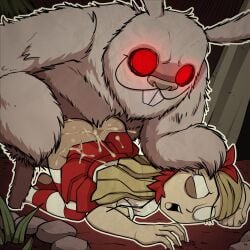 1girls ambiguous_penetration anthro ass ass_up bunny clothing crying crying_with_eyes_open cum cum_on_ass cum_on_clothes dont_starve dont_starve_together from_behind fully_clothed fur penetration pinned rape sex spiralart tears wendy_(don't_starve) wendy_carter