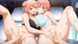 2girls amnt bra bra_only mother_and_daughter my_teen_romantic_comedy_snafu orange_eyes orange_hair panties_down yuigahama_yui yuigahama_yui's_mother