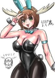 :3d breasts bunnysuit cute_girl deer_girl my_deer_friend_nokotan shikanoko_noko shikanoko_nokonoko_koshitantan sirakuroyamiri