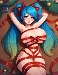 2d 2d_(artwork) ai_generated big_ass big_breasts big_butt big_thighs blue_eyes blue_hair bottomless breasts_bigger_than_head breasts_out christmas christmas_outfit colored_hair crotch fit fit_female functionally_nude functionally_nude_female genitals hourglass_figure huge_breasts huge_thighs innie_pussy large_breasts league_of_legends league_of_legends:_wild_rift merry_christmas naked naked_female ninfrock ninfrockdraws no_bra no_panties no_underwear nude_female pale_skin pale_skinned_female plump_labia puffy_pussy pussy riot_games sona_buvelle thick_legs thick_thighs topless voluptuous voluptuous_female white_skin white_skinned_female wide_hips xmas