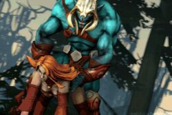 1boy 3d animated clothed_sex clothing dota dota_2 evaldusia female from_behind gif huskar interspecies lina long_hair penetration source_filmmaker tagme