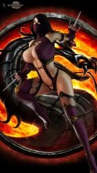 1girls 2024 3d 3d_(artwork) big_breasts black_hair breasts breedbowl female jpeg long_hair mileena mileena_(mk9) mortal_kombat netherrealm_studios orange_eyes tagme voluptuous