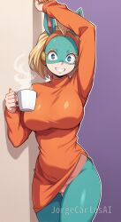 1girls ai_generated animal_ears anthro anthro_female anthropomorphic arm_up big_breasts big_breasts big_breasts big_smile blonde_female blonde_hair blonde_hair blonde_hair_female boku_no_hero_academia breasts breasts breasts coffee coffee_cup coffee_mug ear ears_up explicit fanart female female female_anthro female_focus female_only girl hairband headphones ippan_josei jorgecarlosai my_hero_academia nsfw pussy sexy short_hair smile standing tall tall_female taller_female taller_girl teeth teeth_showing toned toned_body toned_female vagina watermark