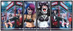 asuka_wwe breasts catgirl commission commissioner_oc commissioner_upload facepaint feet_tickling hikara_uzumi nekomimi purple_eyes purple_hair tickle tickle_fetish tickling tickling_feet tkl_comics