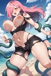 1girls ai_generated areola areolae beach big_breasts blush breasts day exhibitionism latam_virtual_youtuber long_hair neneefthy nipples open_legs outdoors pink_hair public tagme tentacle thighs topless torn_clothes tupadrev4 virtual_youtuber vtuber yellow_eyes