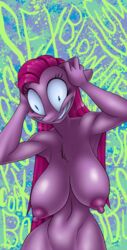 2017 anthro anthrofied blue_eyes breasts earth_pony equine female friendship_is_magic hair hi_res horse mammal my_little_pony nightmare_fuel nipples nsfwquynzel pink_hair pinkamena_(mlp) pinkie_pie_(mlp) pony smile solo straight_hair