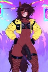 anthro big_dick big_penis club furry gay horse horse_penis horsecock latex latex_gloves yellow_jacket