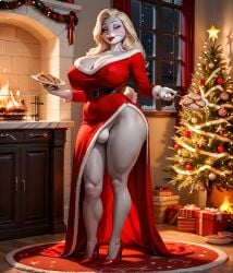 ai_generated blonde_female bugs_bunny bulging_breasts christmas christmas_clothing christmas_outfit looney_tunes red_clothing red_lipstick rule_63 sexy.ai tight_clothing